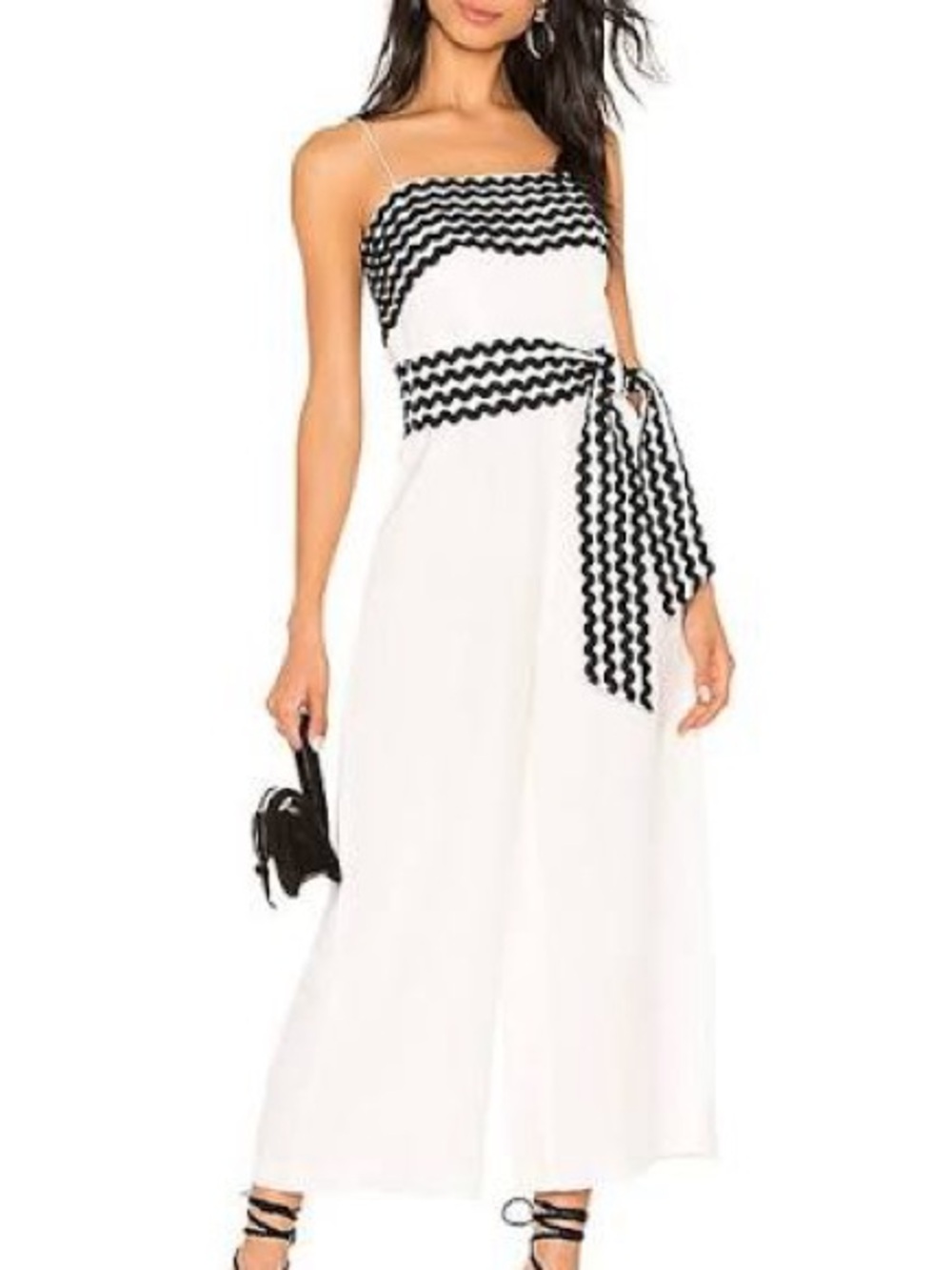 C/MEO Collective White with black detailing linen jumpsuit